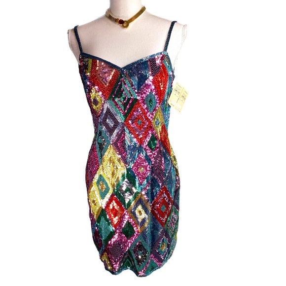 Oleg Cassini Dresses & Skirts - NWT 1991 Black Tie Oleg Cassini Neiman Marcus Sequin Dress (t200/b34)